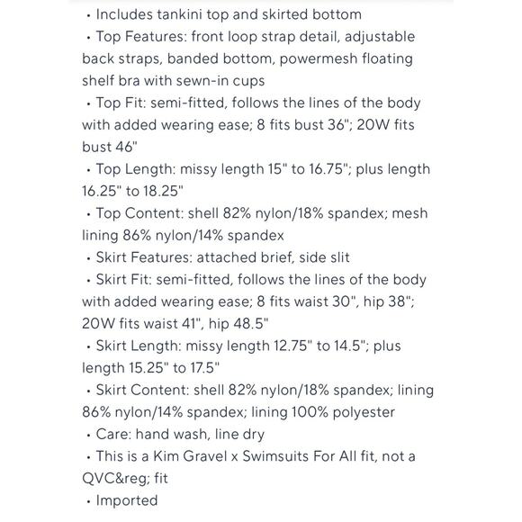 Kim Gravel Size 20 Paradise Preppy Blouson Tankini & Skirted Bottom A629536 NWOT - Picture 15 of 16